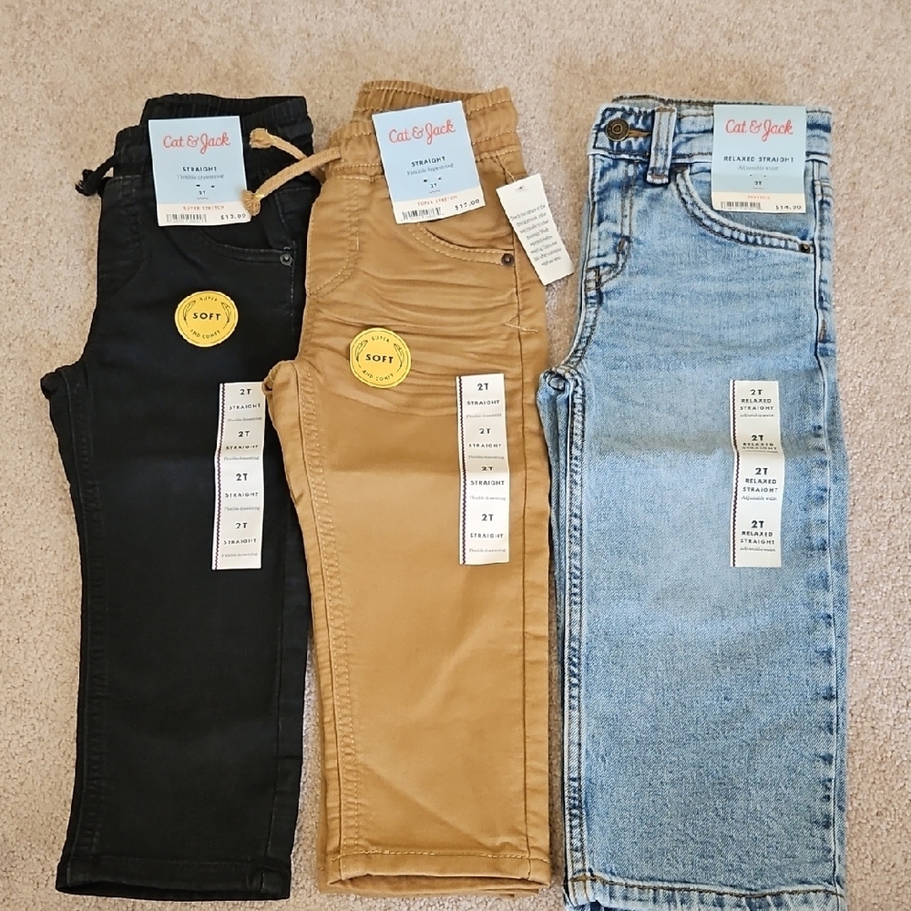 Cat & Jack Kids' Pants Set - Black, Tan, and Blue